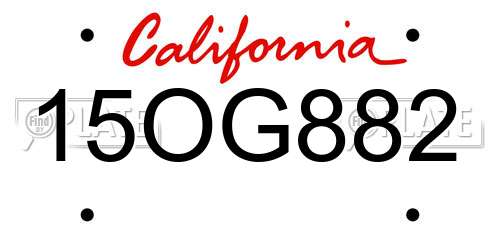 15OG882 California License Plate
