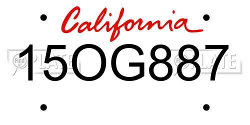15OG887 California License Plate