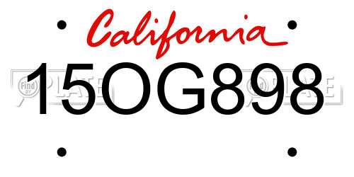 15OG898 California License Plate