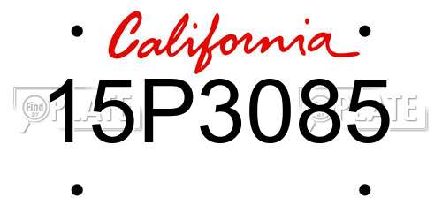 15P3085 California License Plate