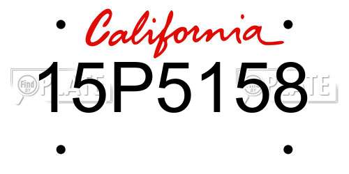 15P5158 California License Plate