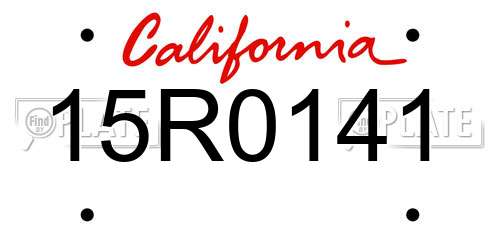 15R0141 California License Plate