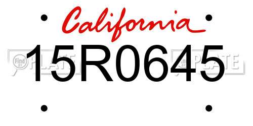 15R0645 California License Plate