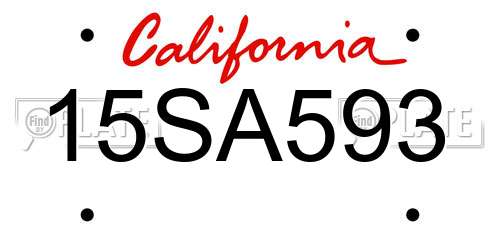 15SA593 California License Plate