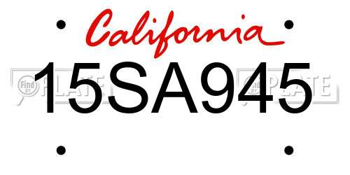 15SA945 California License Plate