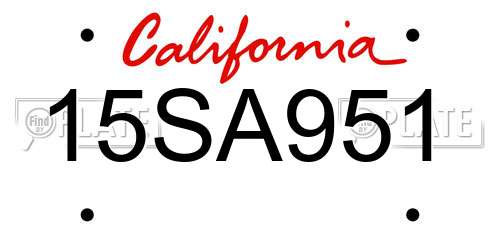 15SA951 California License Plate