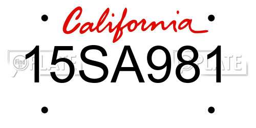 15SA981 California License Plate