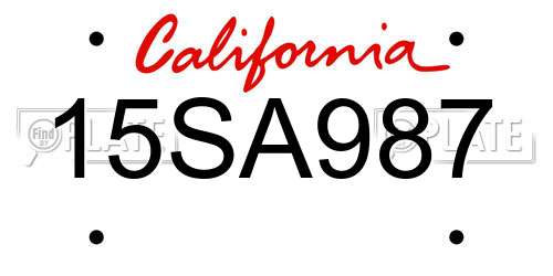 15SA987 California License Plate