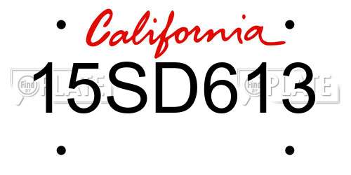 15SD613 California License Plate