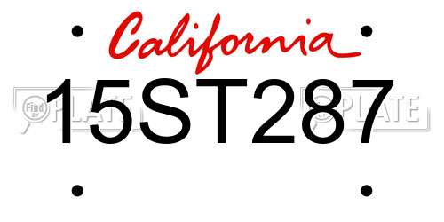 15ST287 California License Plate