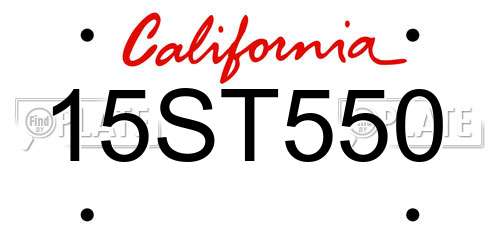 15ST550 California License Plate