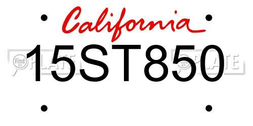 15ST850 California License Plate