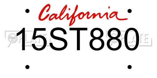 15ST880 California License Plate