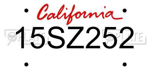 15SZ252 California License Plate