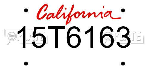 15T6163 California License Plate