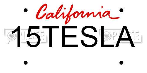 15TESLA California License Plate