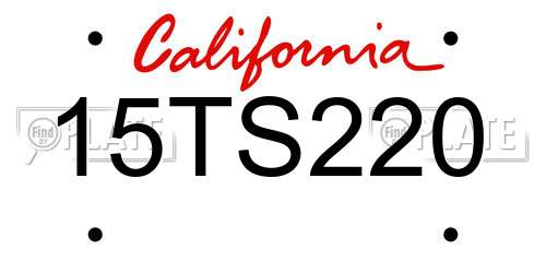 15TS220 California License Plate