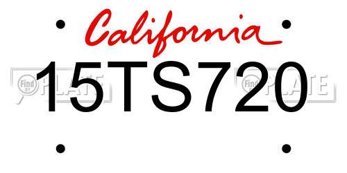 15TS720 California License Plate