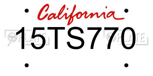 15TS770 California License Plate