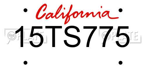 15TS775 California License Plate