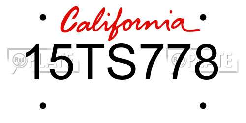 15TS778 California License Plate
