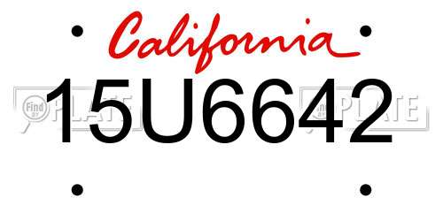 15U6642 California License Plate