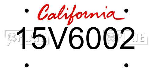15V6002 California License Plate