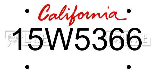 15W5366 California License Plate