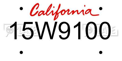 15W9100 California License Plate