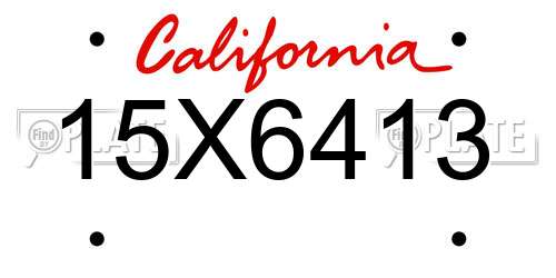 15X6413 California License Plate