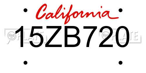 15ZB720 California License Plate