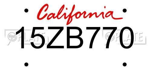 15ZB770 California License Plate