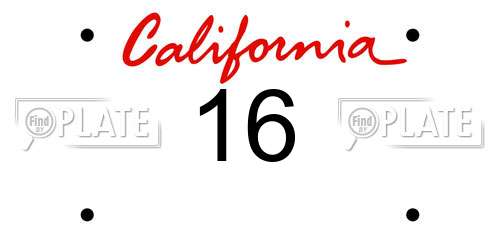 16 California License Plate
