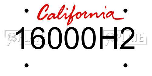 16000H2 California License Plate
