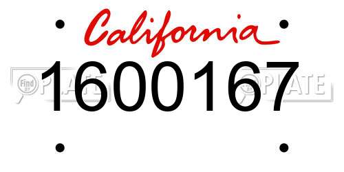 1600167 California License Plate