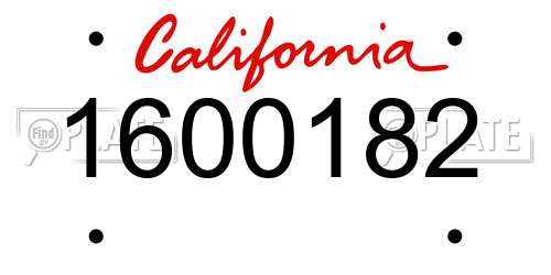 1600182 California License Plate