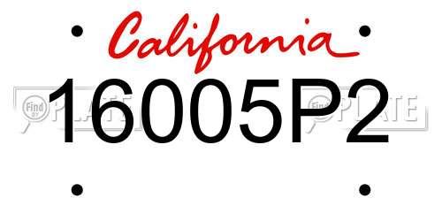 16005P2 California License Plate