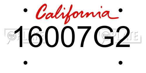16007G2 California License Plate