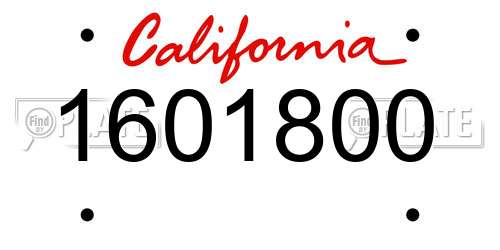 1601800 California License Plate