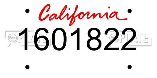 1601822 California License Plate