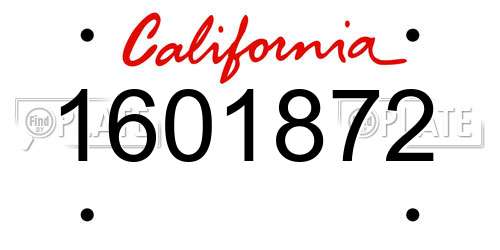 1601872 California License Plate