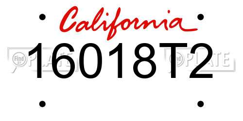 16018T2 California License Plate