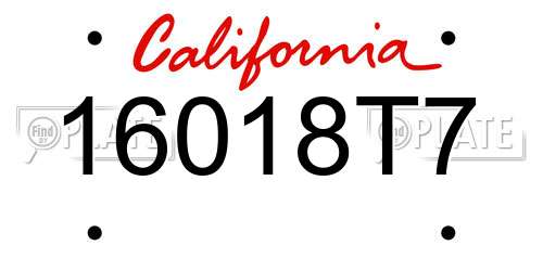 16018T7 California License Plate