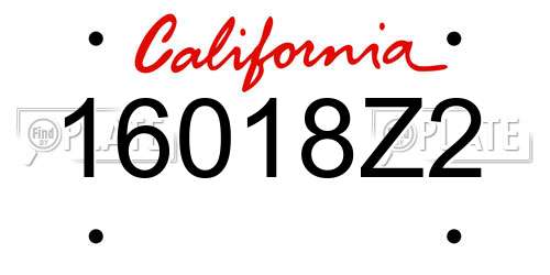 16018Z2 California License Plate