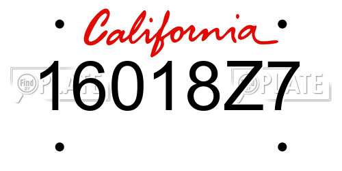 16018Z7 California License Plate