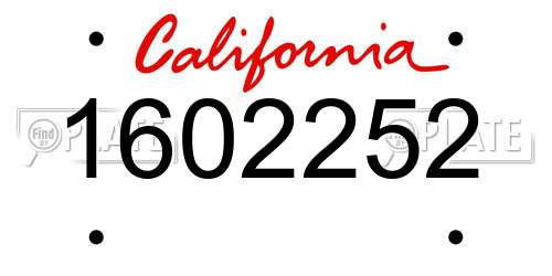 1602252 California License Plate
