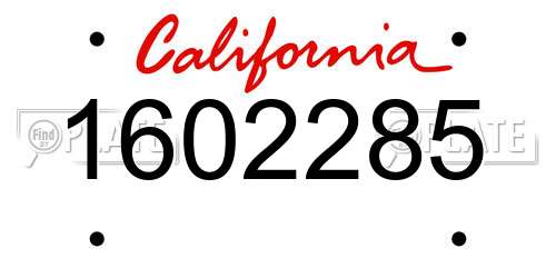 1602285 California License Plate