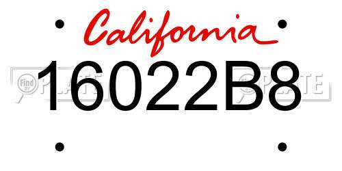 16022B8 California License Plate