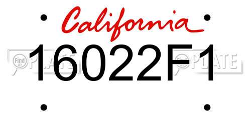 16022F1 California License Plate