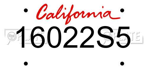 16022S5 California License Plate